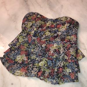 STRAPLESS FLORAL BLOUSE